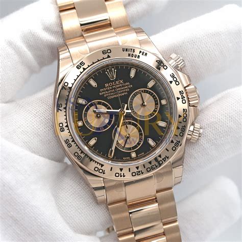 used rolex daytona black face gold|rolex daytona everose gold price.